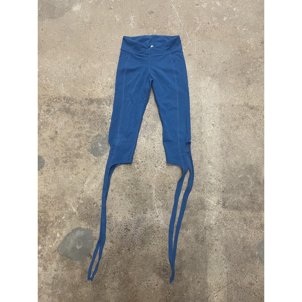 FP Movement Leggings Womens XS/S Blue Stirrup Capri Crossover Waist Yoga Dance
